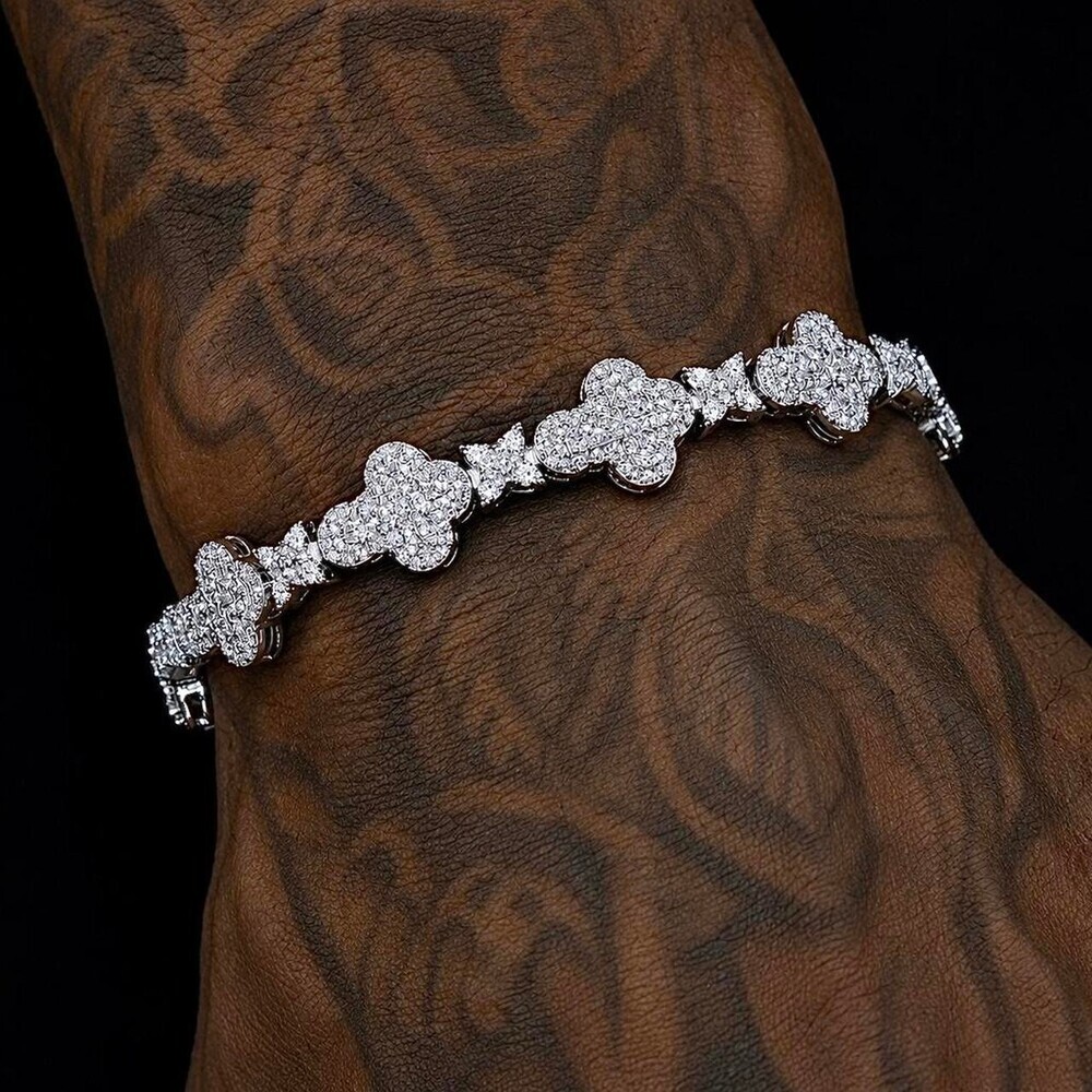 Iced Out Cross Link Bracelet 8inch